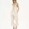 Sleeveless top in washed silk pongé & lace Sleeveless top in washed silk pongé & lace
