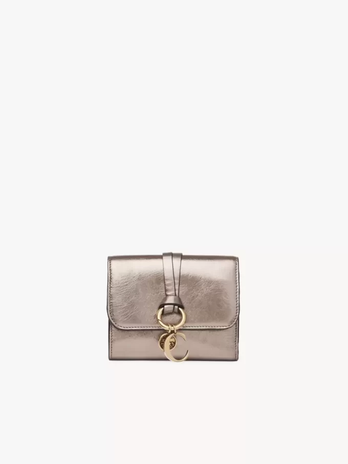 Small Alphabet tri-fold in metallized leather Small Alphabet tri-fold in metallized leather