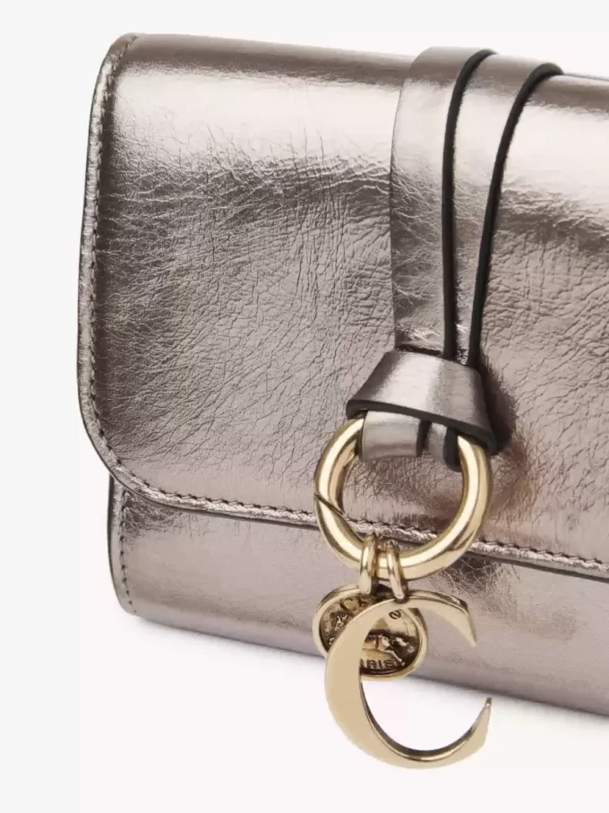 Small Alphabet tri-fold in metallized leather Small Alphabet tri-fold in metallized leather