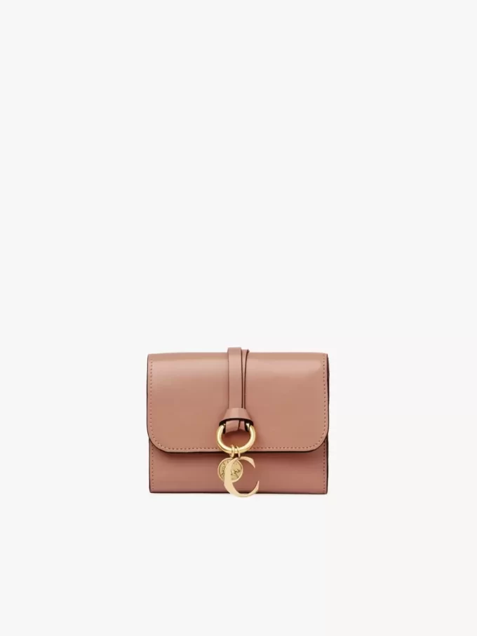 Small Alphabet tri-fold in shiny leather