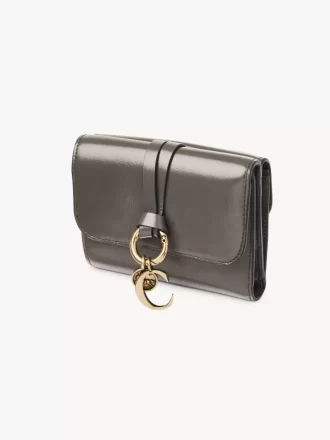 Small Alphabet tri-fold in shiny leather