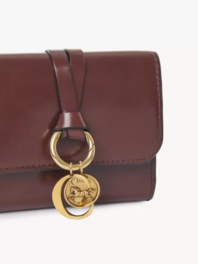 Small Alphabet tri-fold in shiny leather