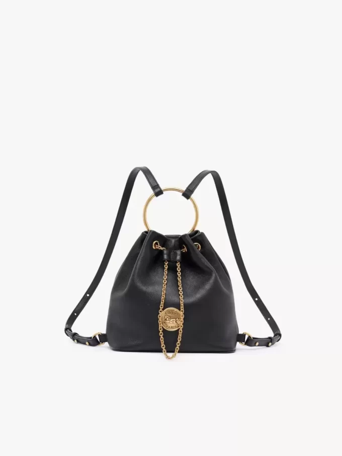 Small Bracelet backpack in grained leather Small Bracelet backpack in grained leather