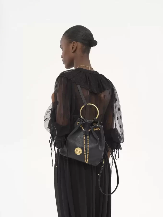 Small Bracelet backpack in grained leather Small Bracelet backpack in grained leather