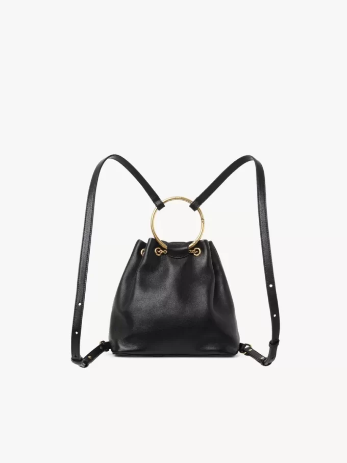 Small Bracelet backpack in grained leather Small Bracelet backpack in grained leather