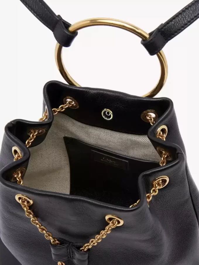 Small Bracelet backpack in grained leather Small Bracelet backpack in grained leather