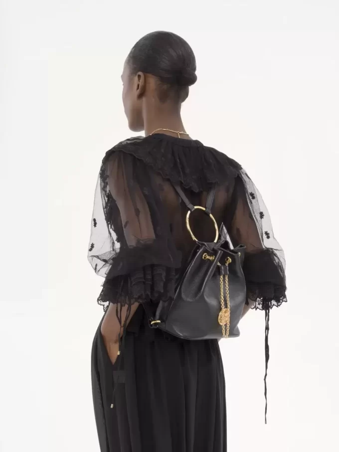 Small Bracelet backpack in grained leather Small Bracelet backpack in grained leather