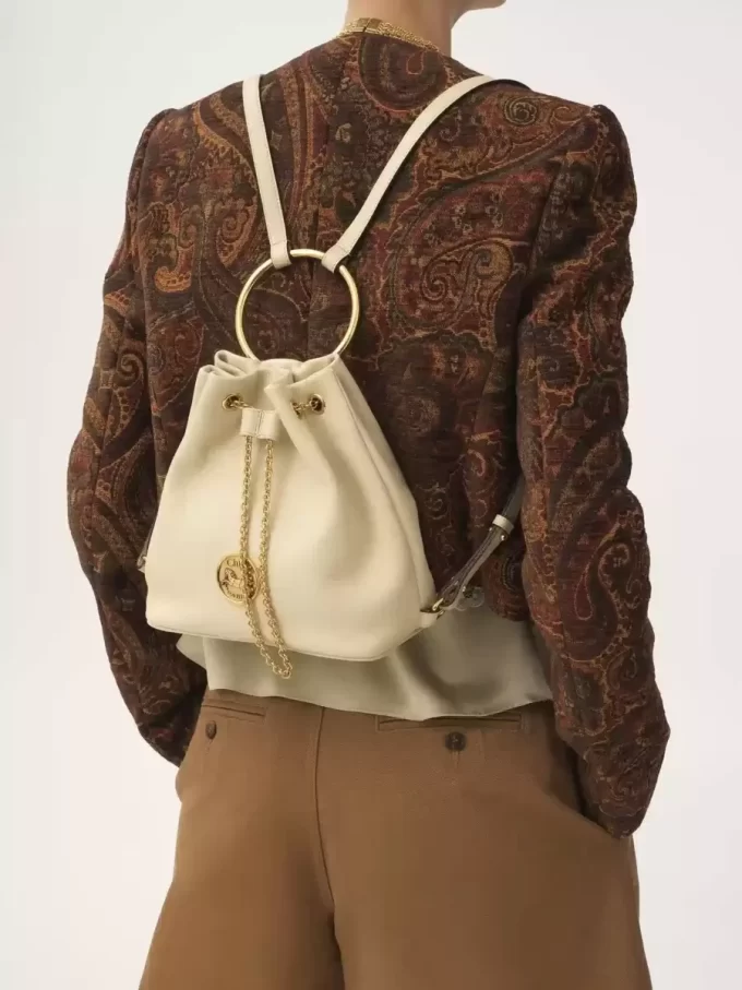 Small Bracelet backpack in grained leather Small Bracelet backpack in grained leather