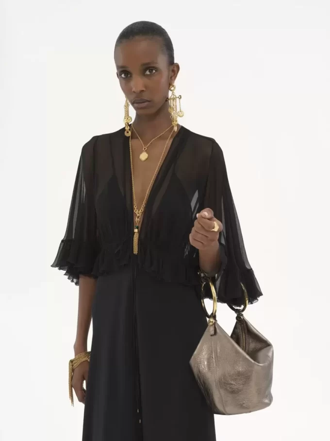 Small Bracelet handbag in metallized leather