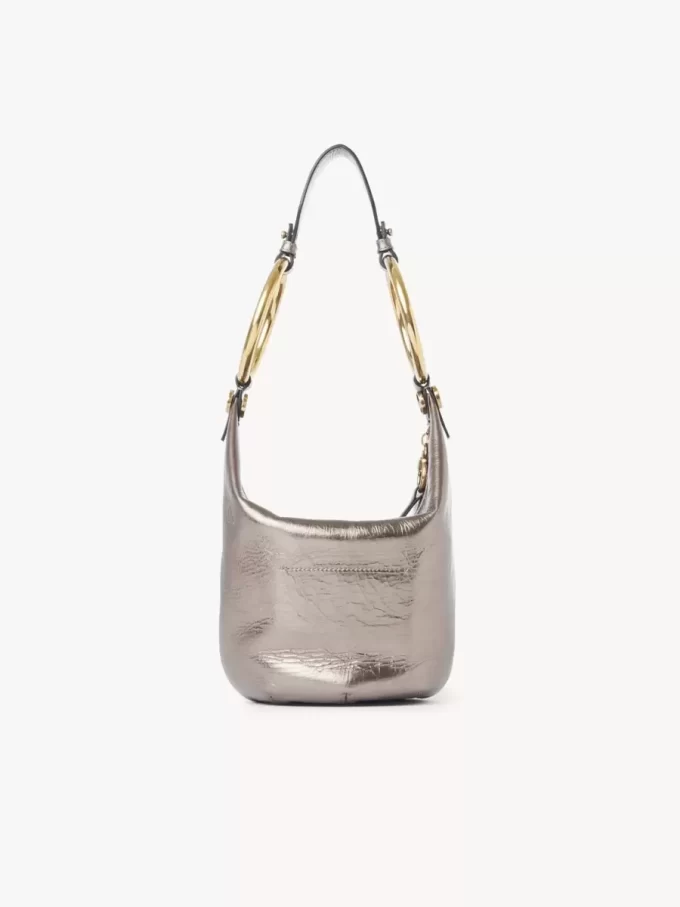 Small Bracelet handbag in metallized leather