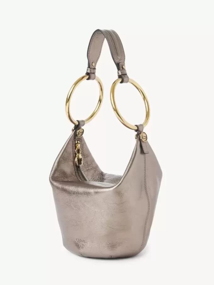 Small Bracelet handbag in metallized leather
