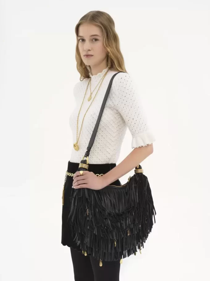 Small Bracelet Hobo bag in fringed leather Small Bracelet Hobo bag in fringed leather