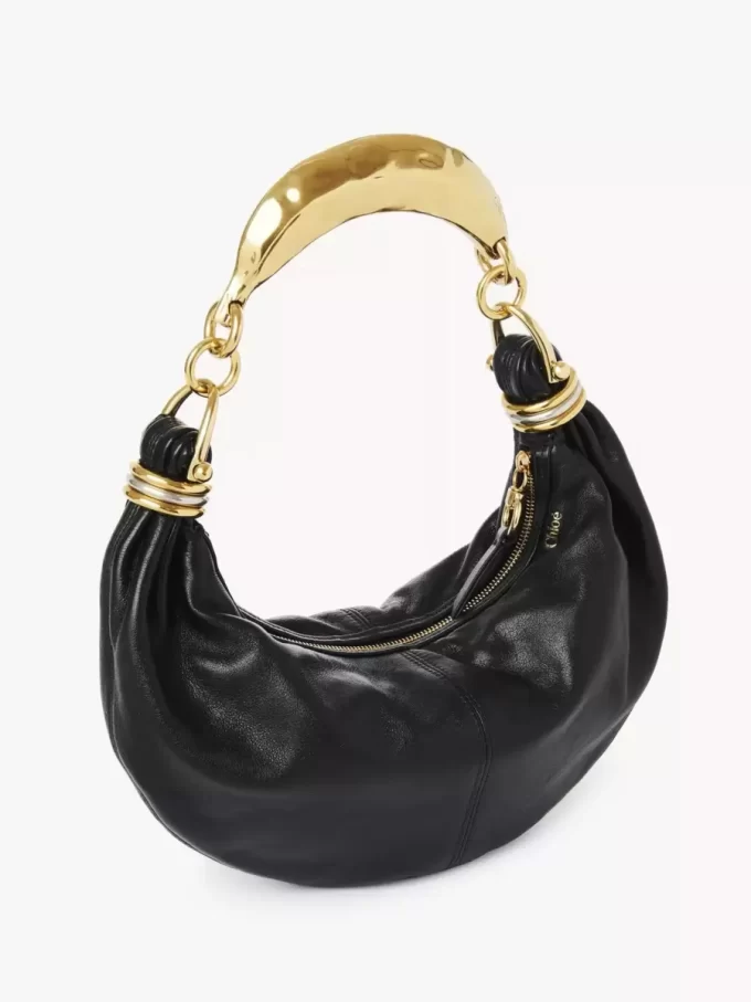 Small Bracelet hobo Bag in grained leather Small Bracelet hobo Bag in grained leather