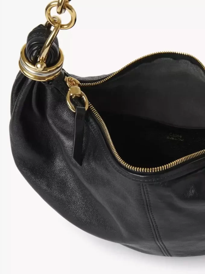 Small Bracelet hobo Bag in grained leather Small Bracelet hobo Bag in grained leather