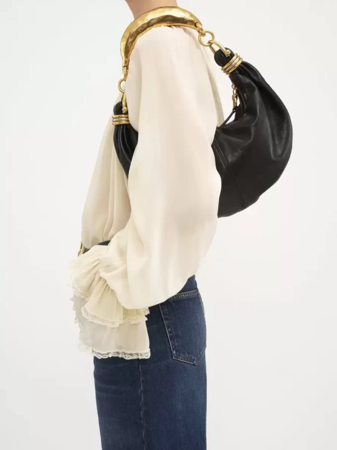 Small Bracelet hobo Bag in grained leather Small Bracelet hobo Bag in grained leather