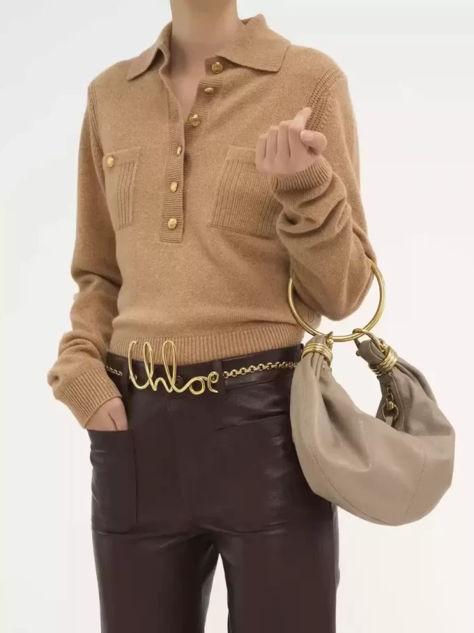 Small Bracelet hobo bag in grained leather Small Bracelet hobo bag in grained leather