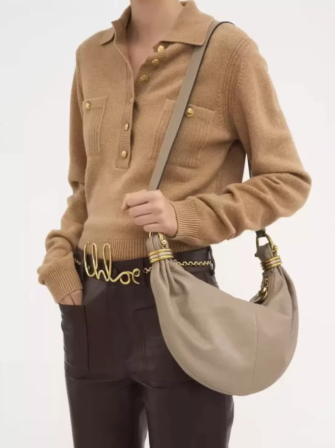 Small Bracelet hobo bag in grained leather Small Bracelet hobo bag in grained leather
