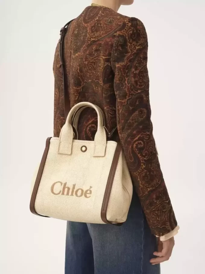 Small Chloé Carry tote bag in raffia-effect fibers Small Chloé Carry tote bag in raffia-effect fibers
