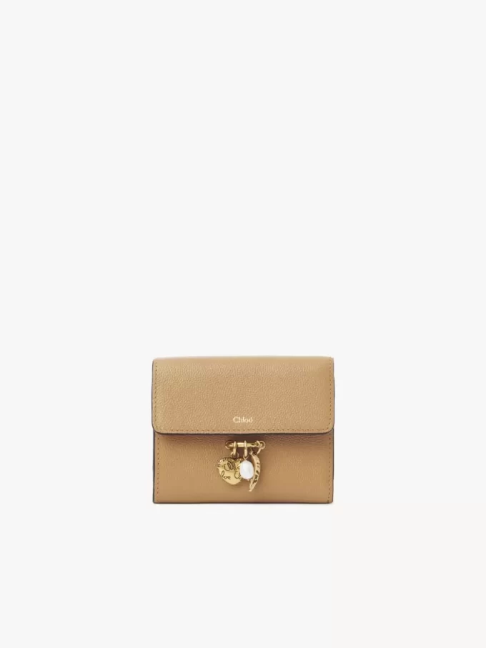Small Chloé Charms tri-fold wallet in grained leather Small Chloé Charms tri-fold wallet in grained leather