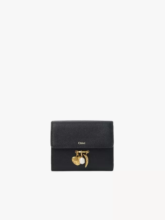 Small Chloé Charms tri-fold wallet in grained leather Small Chloé Charms tri-fold wallet in grained leather
