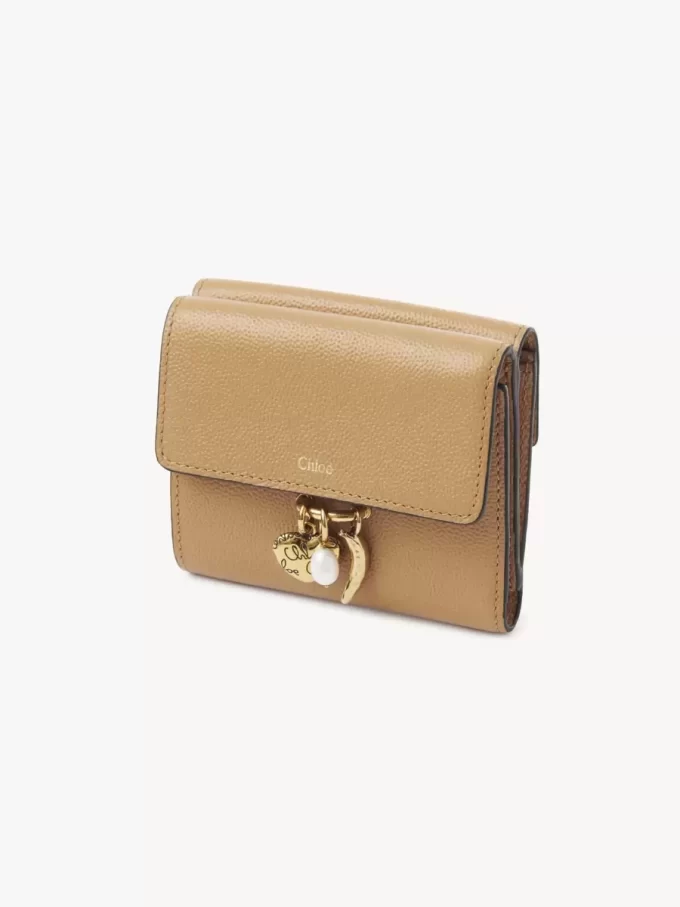 Small Chloé Charms tri-fold wallet in grained leather Small Chloé Charms tri-fold wallet in grained leather