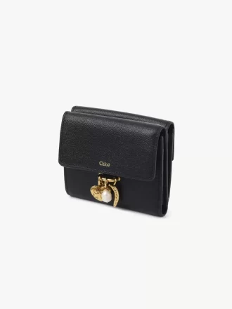 Small Chloé Charms tri-fold wallet in grained leather Small Chloé Charms tri-fold wallet in grained leather