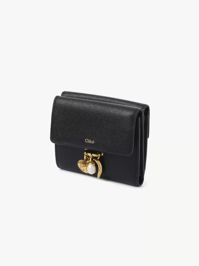 Small Chloé Charms tri-fold wallet in grained leather Small Chloé Charms tri-fold wallet in grained leather