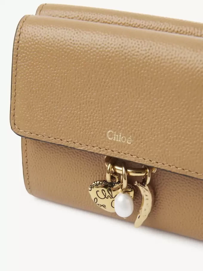 Small Chloé Charms tri-fold wallet in grained leather Small Chloé Charms tri-fold wallet in grained leather