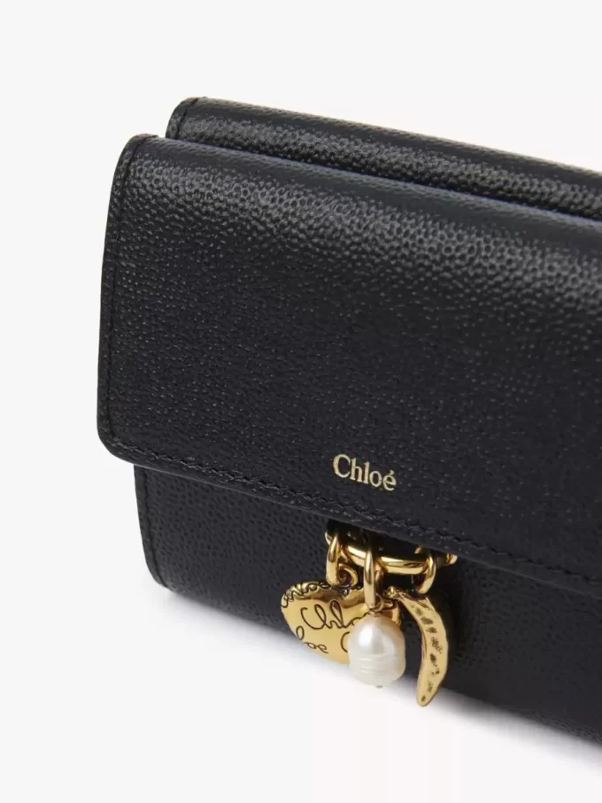 Small Chloé Charms tri-fold wallet in grained leather Small Chloé Charms tri-fold wallet in grained leather