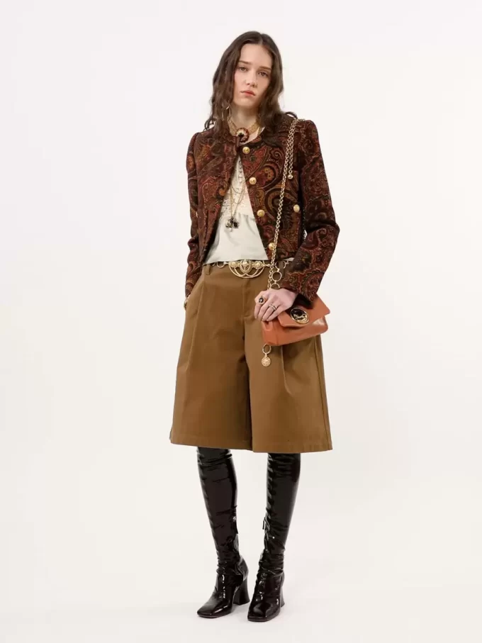 Boxy collarless jacket in tapestry jacquard Boxy collarless jacket in tapestry jacquard
