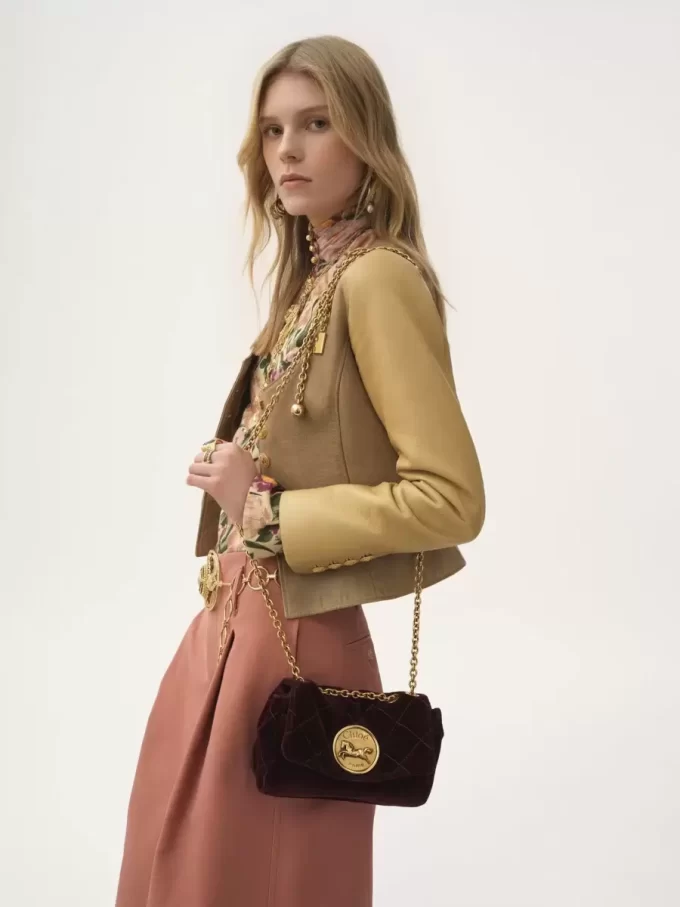 Small Chloé Heritage shoulder bag in velvet Small Chloé Heritage shoulder bag in velvet