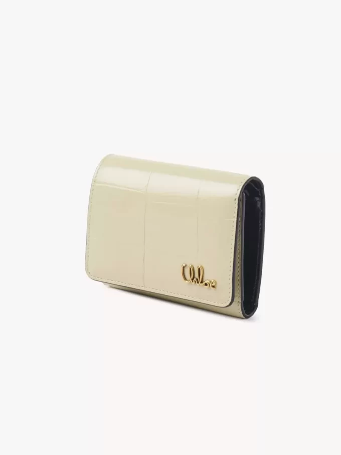 Small Chloé Iconic tri-fold in croco-effect leather