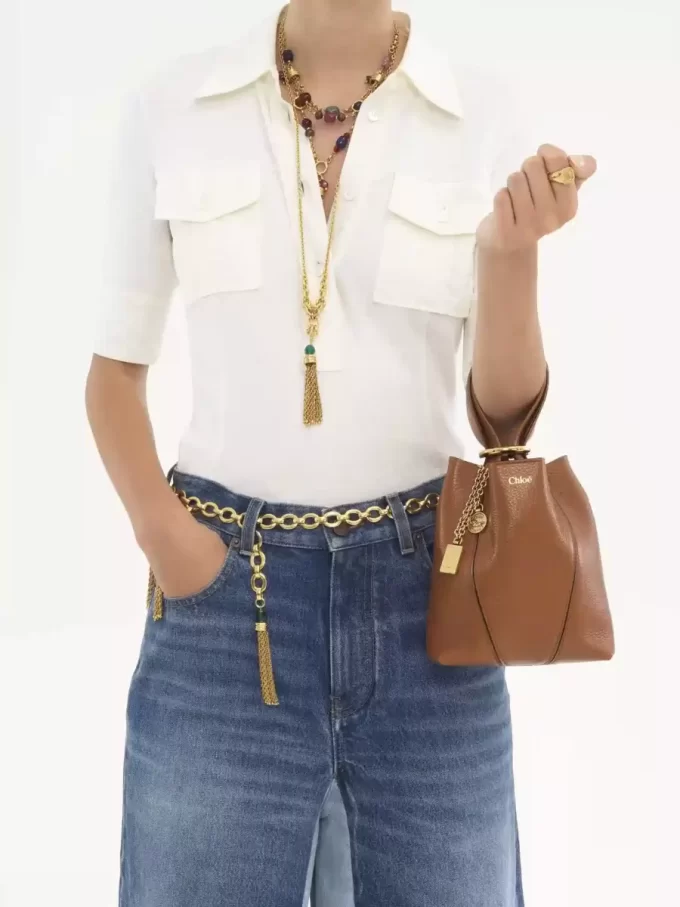 Small Chloé Spin tote bag in grained leather Small Chloé Spin tote bag in grained leather