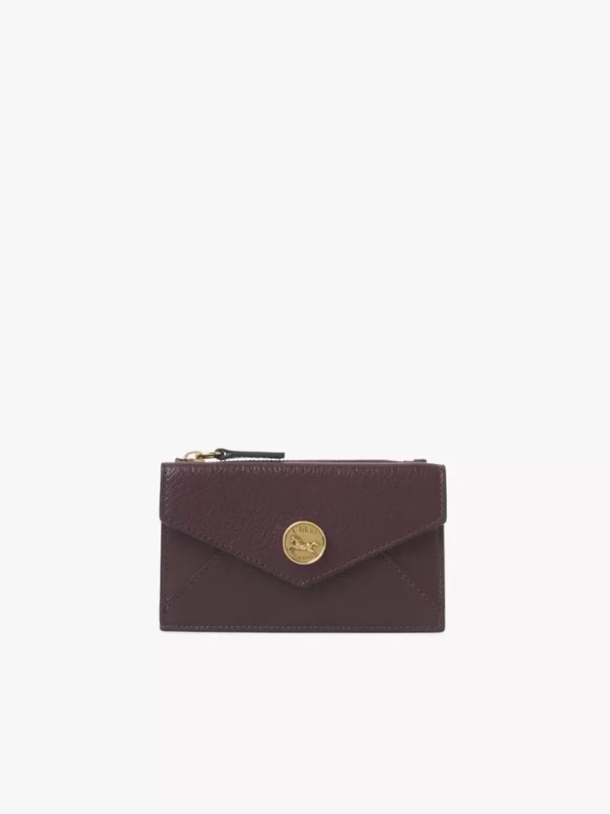 Small Envelope purse with card slots in grained leather Small Envelope purse with card slots in grained leather