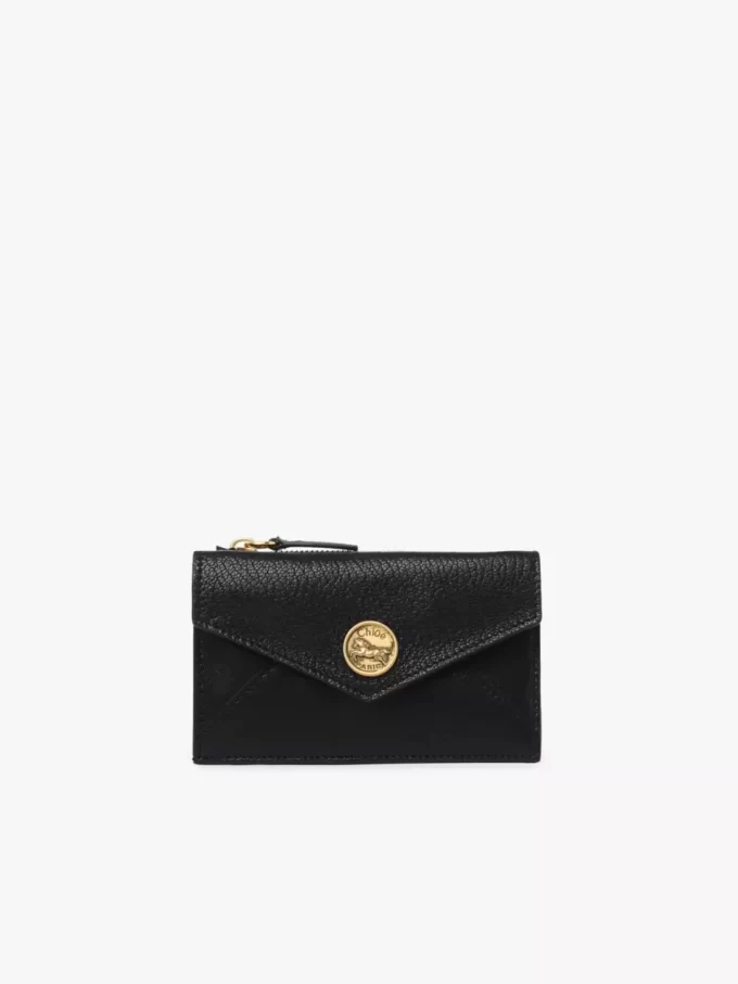 Small Envelope purse with card slots in grained leather Small Envelope purse with card slots in grained leather