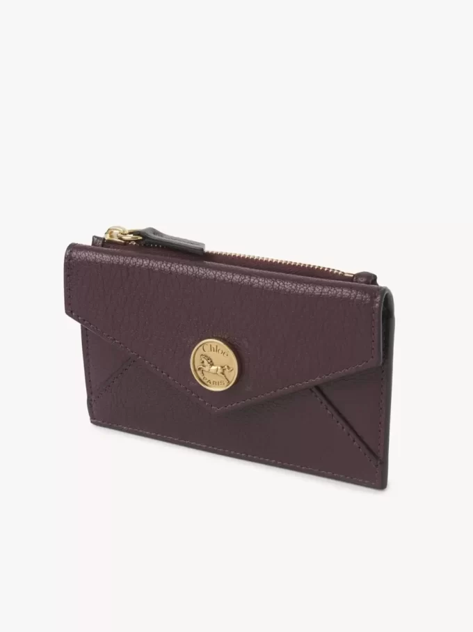 Small Envelope purse with card slots in grained leather Small Envelope purse with card slots in grained leather