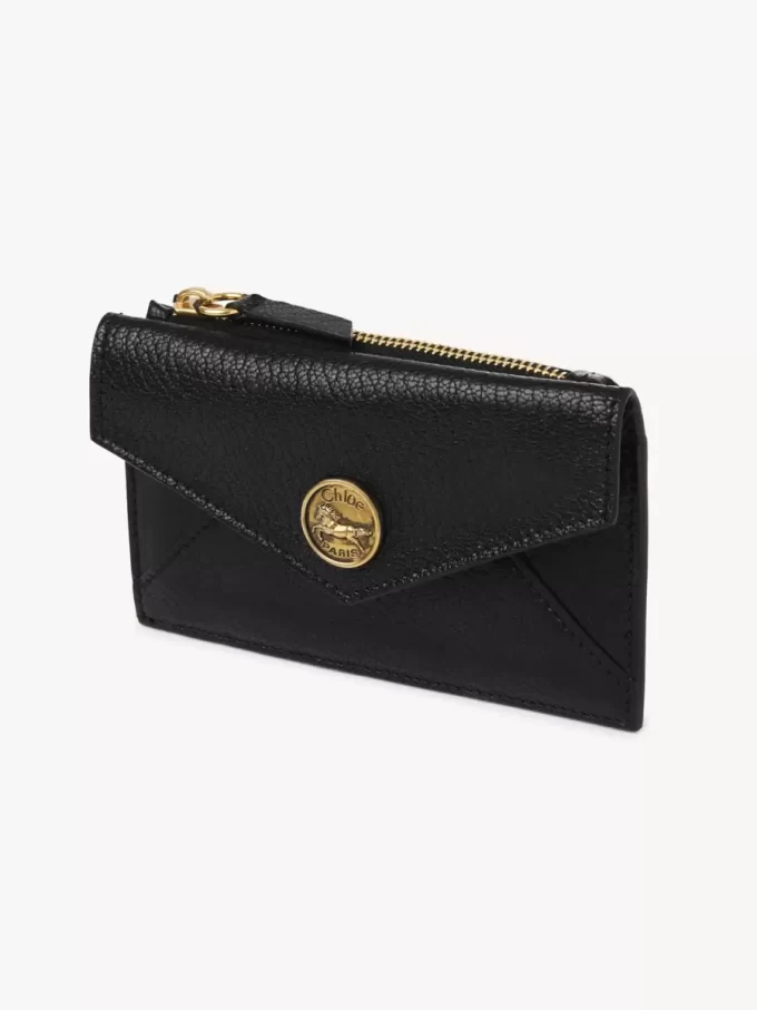 Small Envelope purse with card slots in grained leather Small Envelope purse with card slots in grained leather
