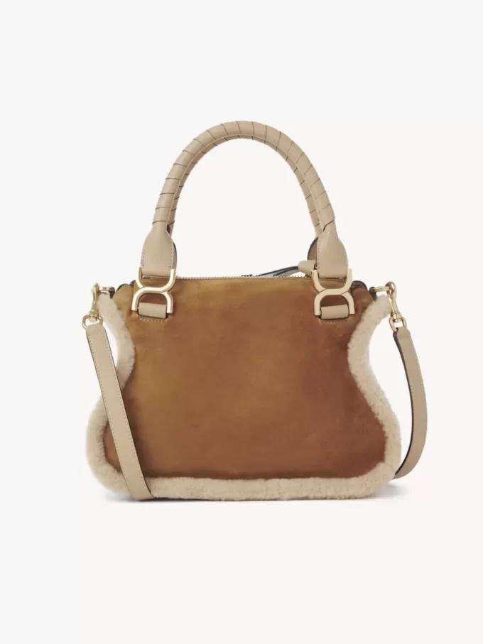 Small Marcie bag in suede leather & shearling Small Marcie bag in suede leather & shearling