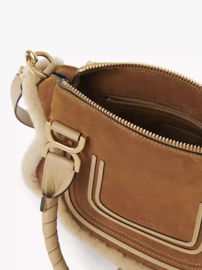 Small Marcie bag in suede leather & shearling Small Marcie bag in suede leather & shearling