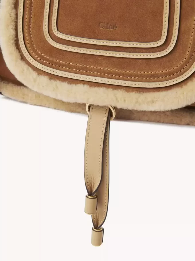 Small Marcie bag in suede leather & shearling Small Marcie bag in suede leather & shearling