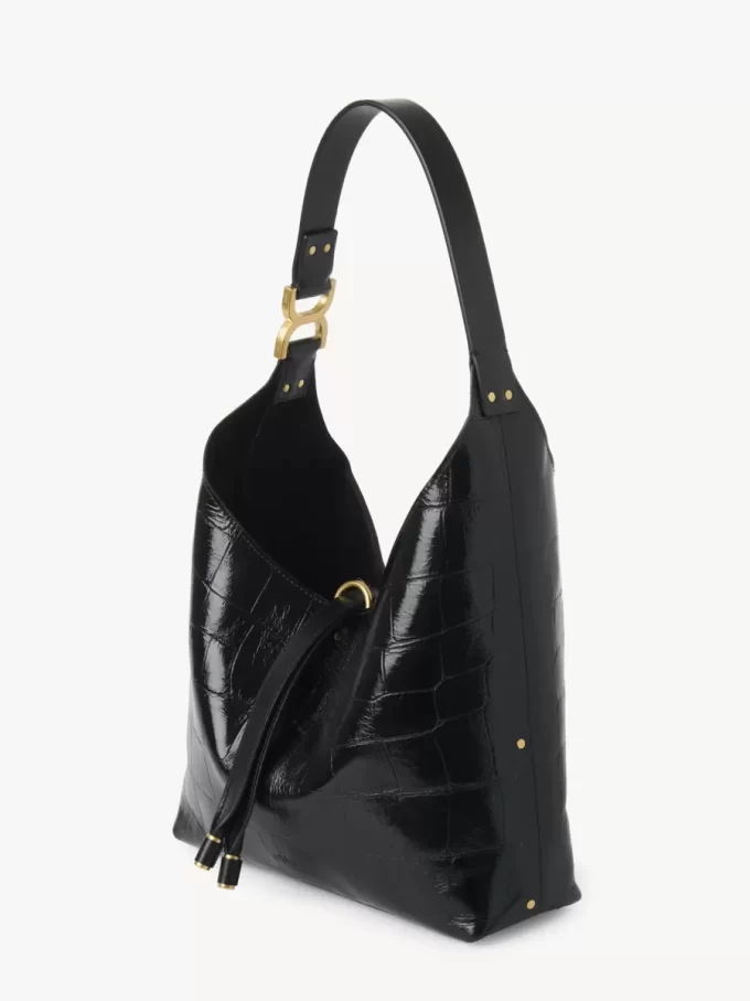 Small Marcie hobo bag in croco-effect leather Small Marcie hobo bag in croco-effect leather