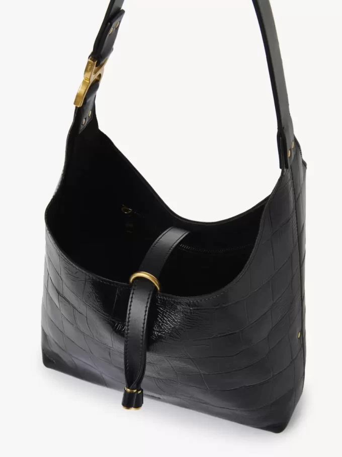 Small Marcie hobo bag in croco-effect leather Small Marcie hobo bag in croco-effect leather