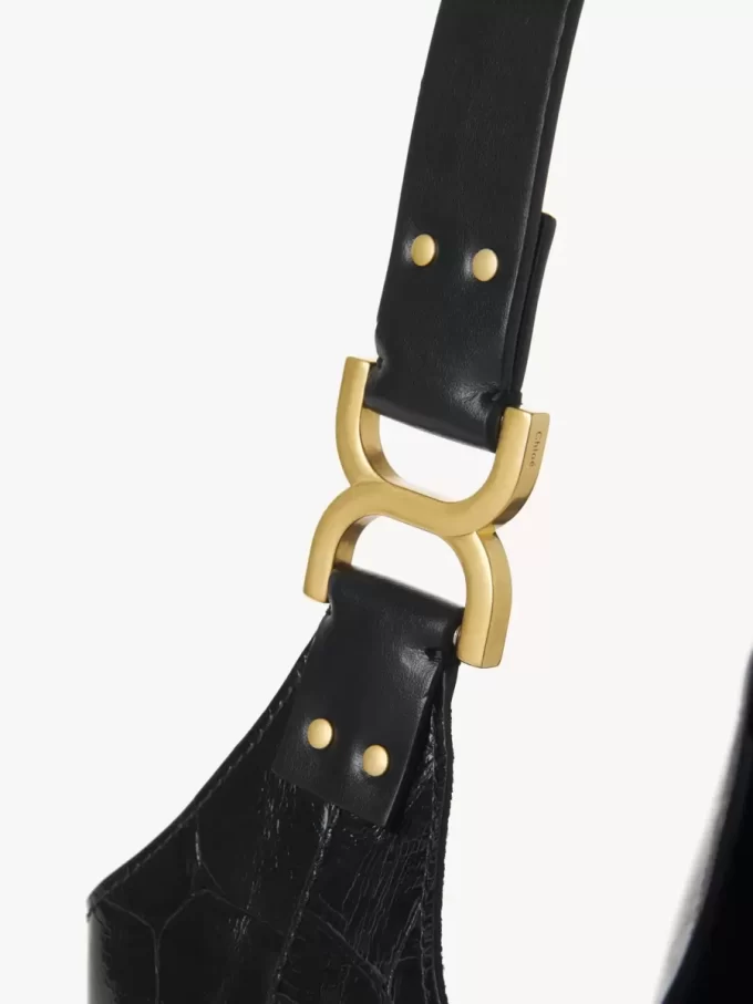 Small Marcie hobo bag in croco-effect leather Small Marcie hobo bag in croco-effect leather