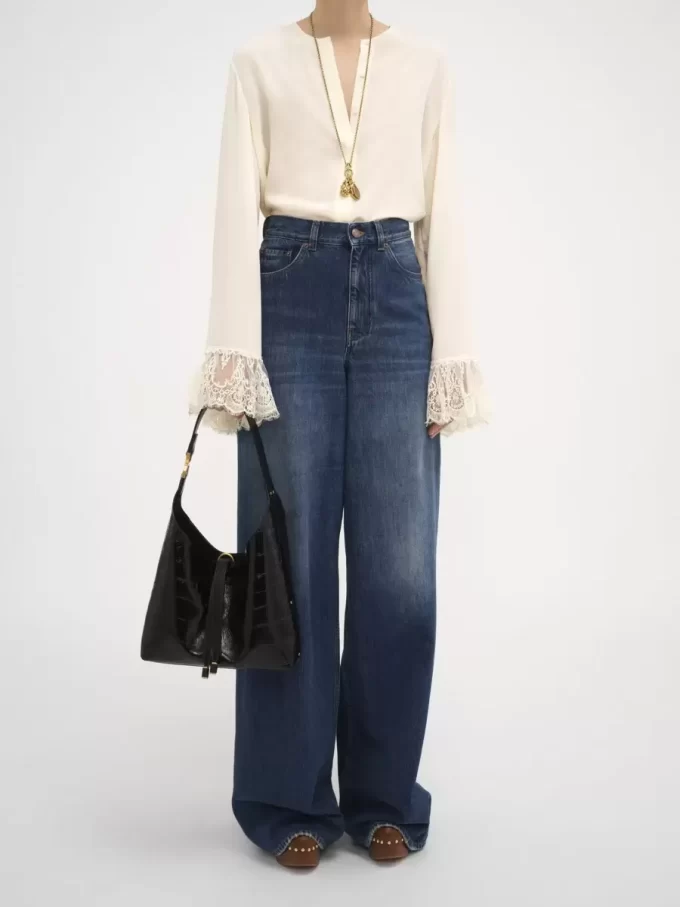 Small Marcie hobo bag in croco-effect leather Small Marcie hobo bag in croco-effect leather