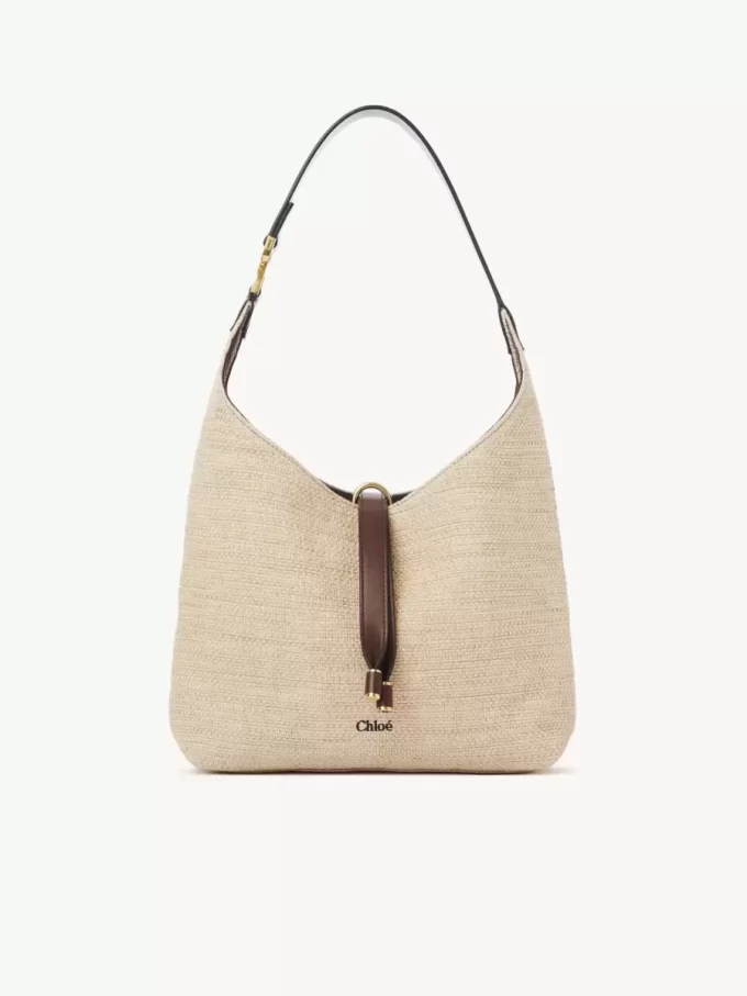 Small Marcie hobo bag in raffia-effect fibers Small Marcie hobo bag in raffia-effect fibers