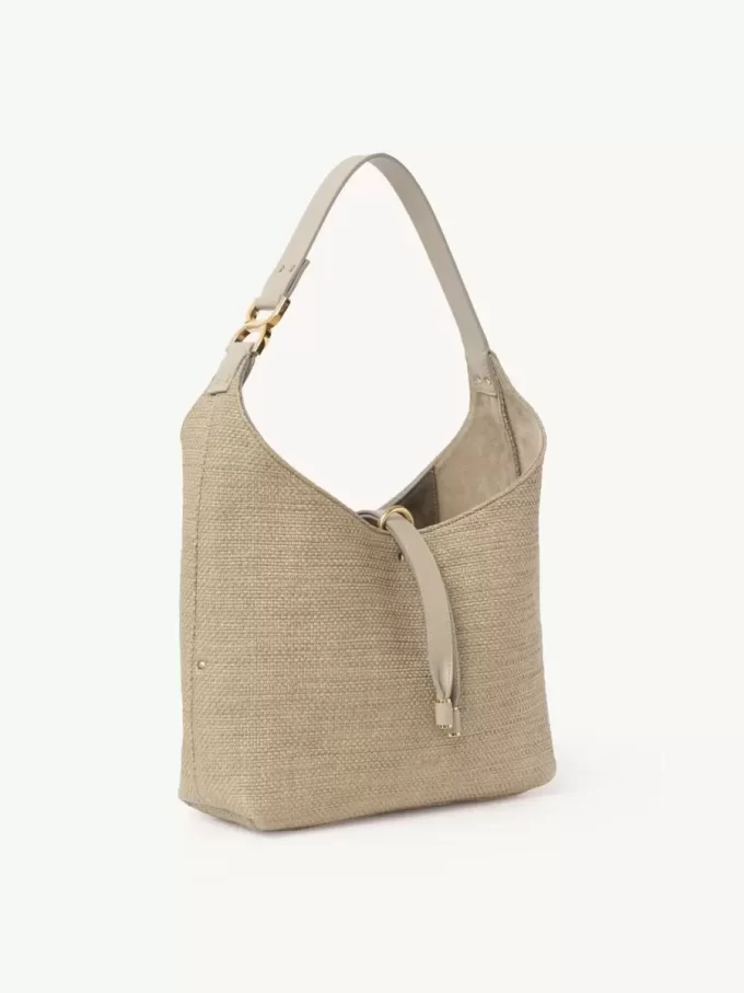 Small Marcie hobo bag in raffia-effect fibers Small Marcie hobo bag in raffia-effect fibers