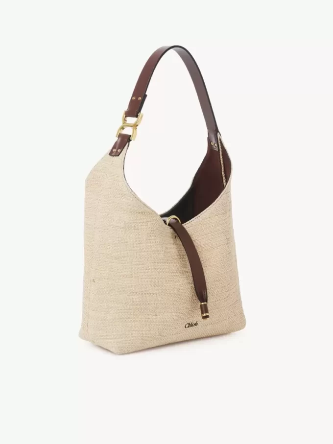 Small Marcie hobo bag in raffia-effect fibers Small Marcie hobo bag in raffia-effect fibers