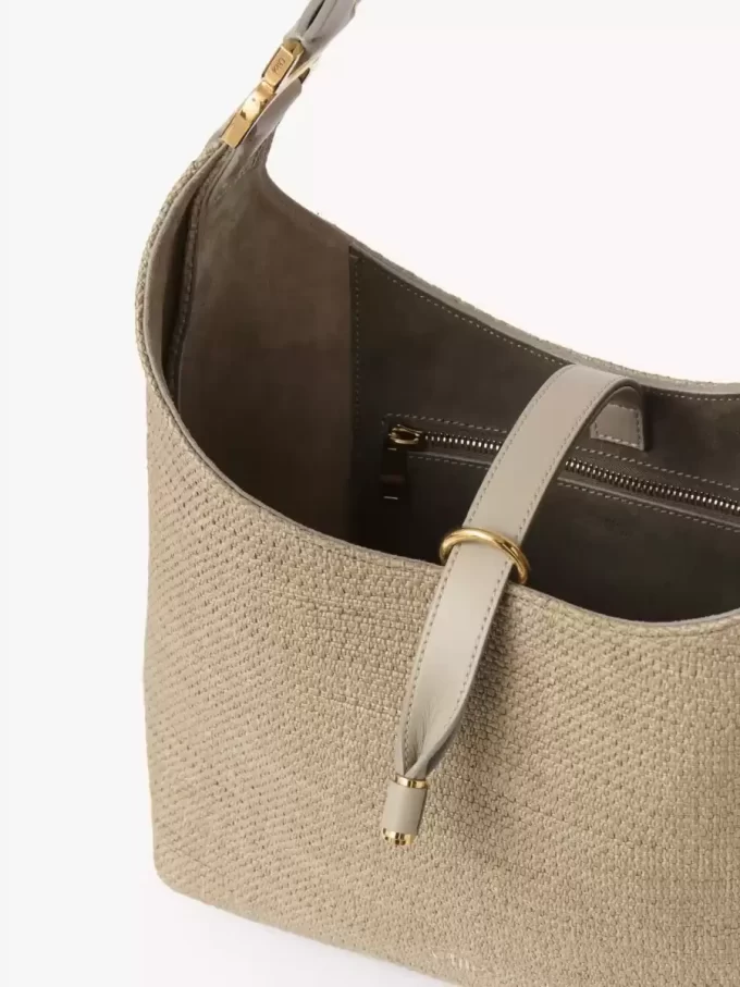 Small Marcie hobo bag in raffia-effect fibers Small Marcie hobo bag in raffia-effect fibers