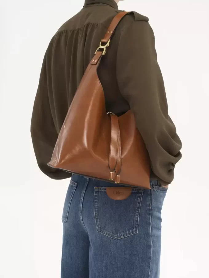 Small Marcie hobo bag in shiny leather Small Marcie hobo bag in shiny leather