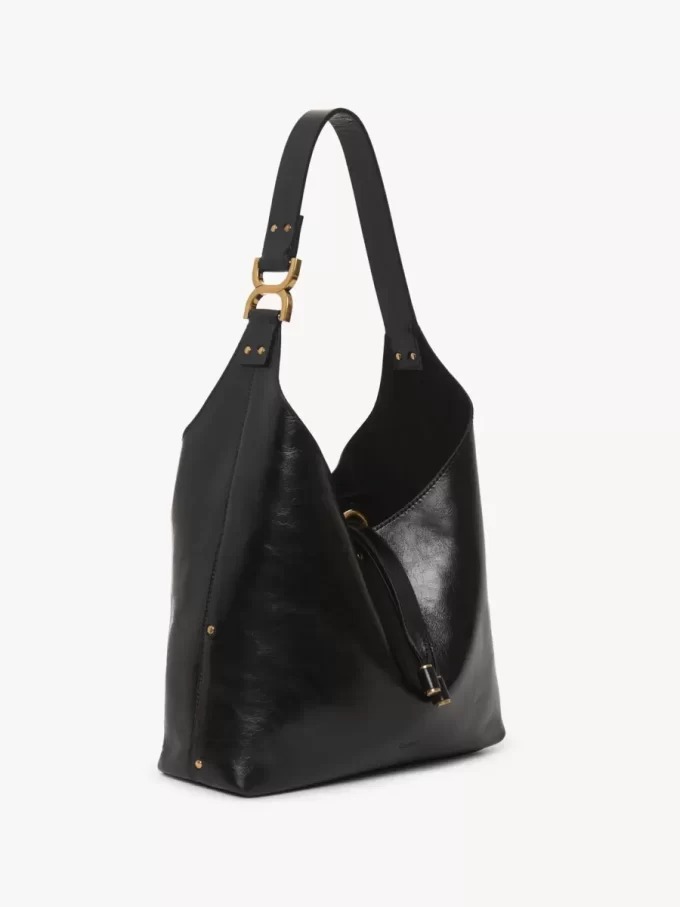 Small Marcie hobo bag in shiny leather
